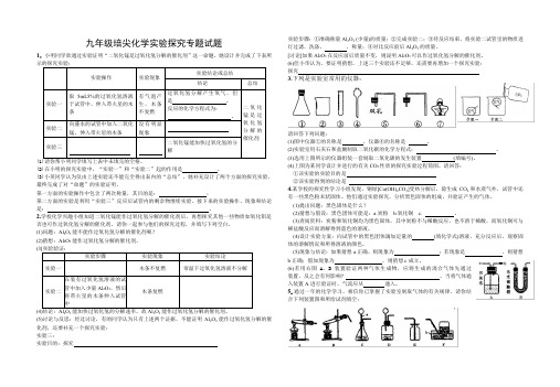 九年级化学培尖实验探究专题试题(含答案)