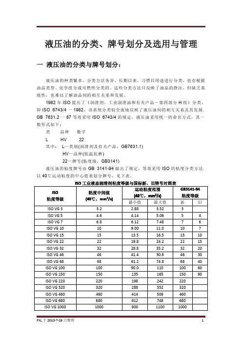 最新液压油知识总结