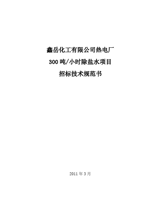 鑫岳化工有限公司300招标文件技术规范