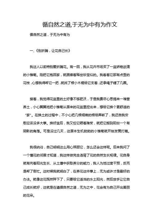 循自然之道,于无为中有为作文