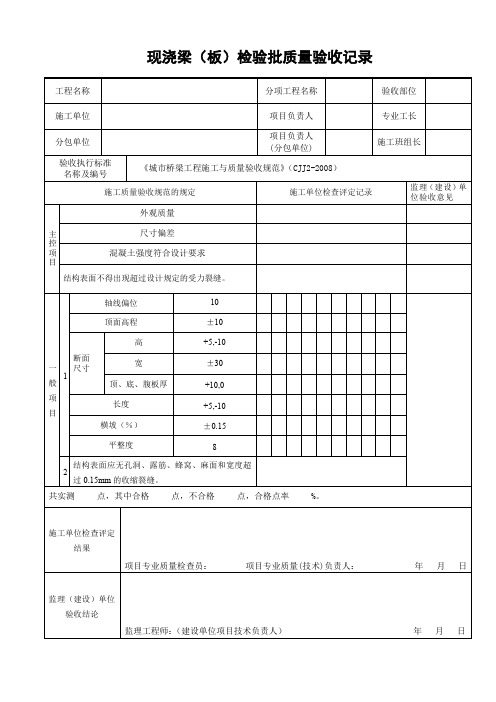 现浇梁(板)检验批质量验收记录.