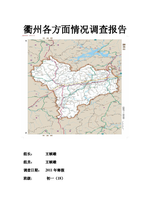 衢州各方面情况调查报告