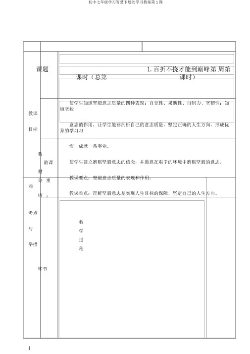 初中七年级学习智慧下册的学习教案第1课