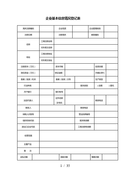 企业基本信息情况登记表(DOC 35页)