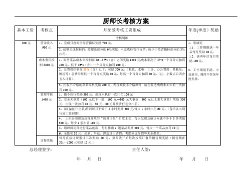 厨师长考核方案