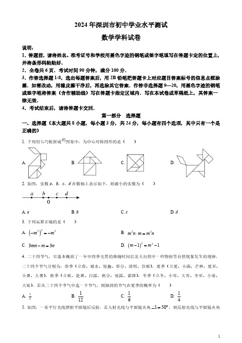 2024年广东省深圳市中考数学试题(真题)