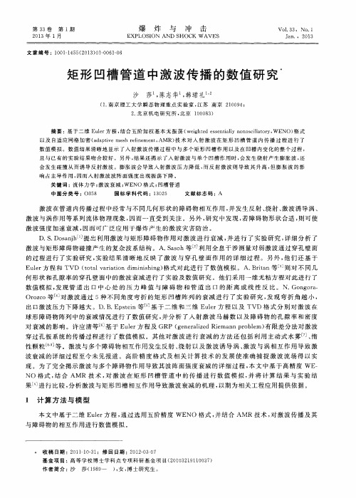 矩形凹槽管道中激波传播的数值研究