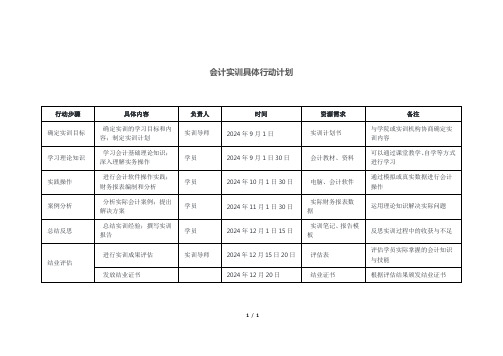 会计实训具体行动计划