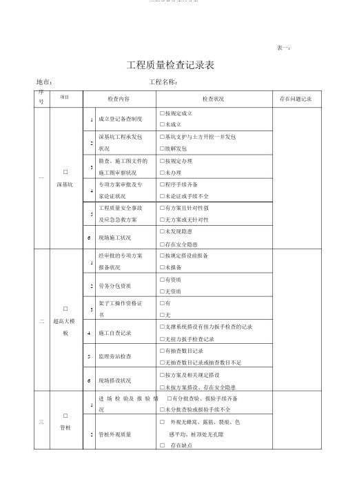 工程质量检查记录表