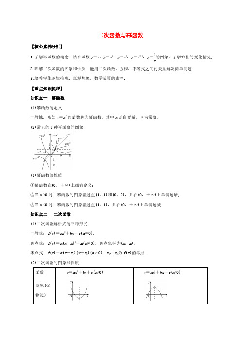 高考数学一轮复习专题2.4二次函数与幂函数知识点讲解文科版含解析