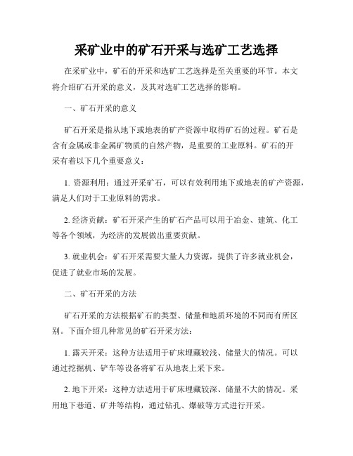 采矿业中的矿石开采与选矿工艺选择