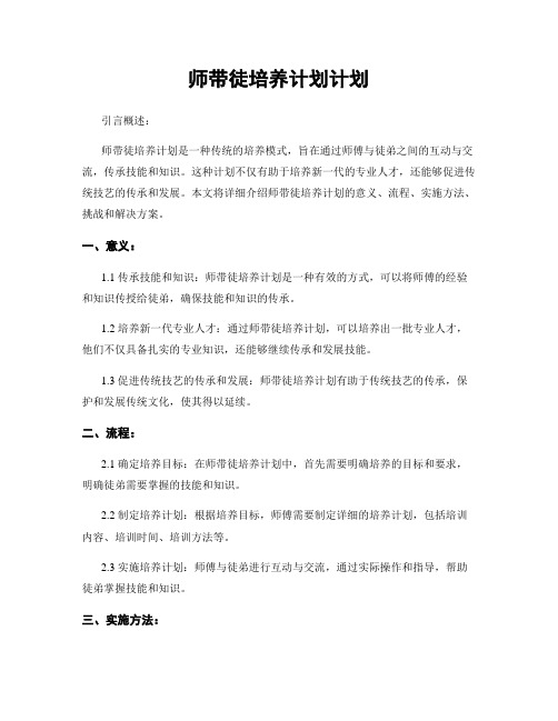 师带徒培养计划计划