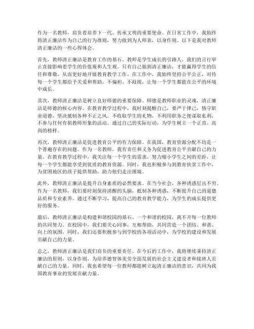 教师清正廉洁心得体会