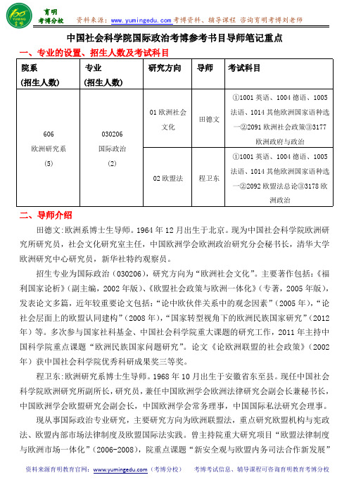 中国社会科学院国际政治考博参考书目导师笔记重点