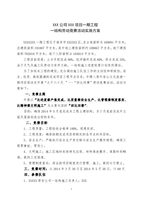 XXXX工程劳动竞赛实施方案