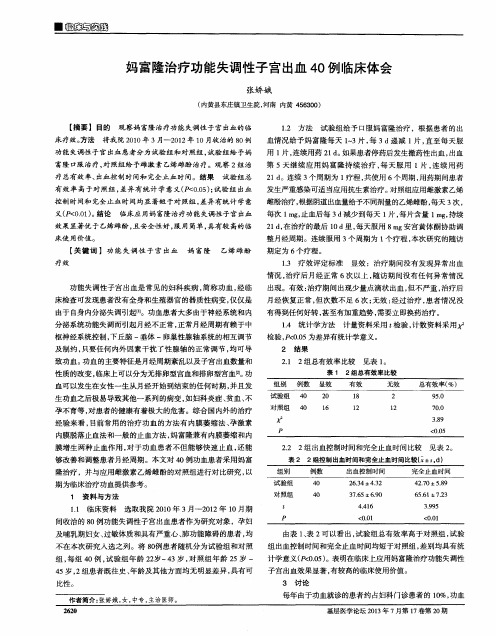 妈富隆治疗功能失调性子宫出血40例临床体会