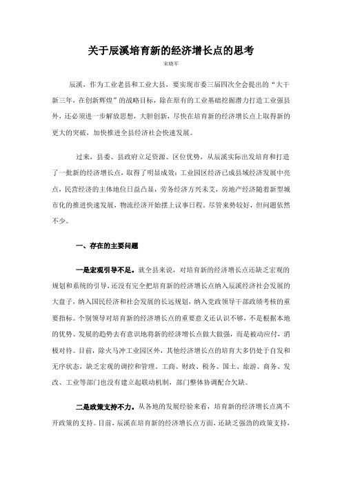 关于辰溪培育新的经济增长点的思考