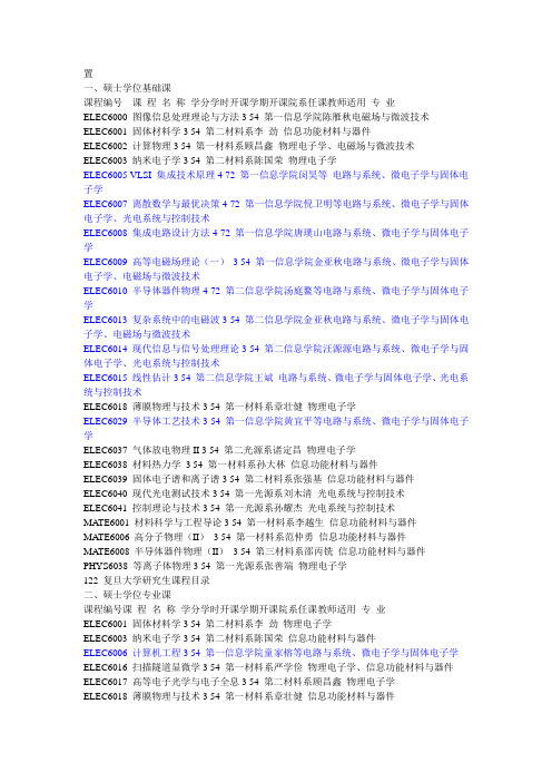 复旦大学电子科学与技术研究生课程