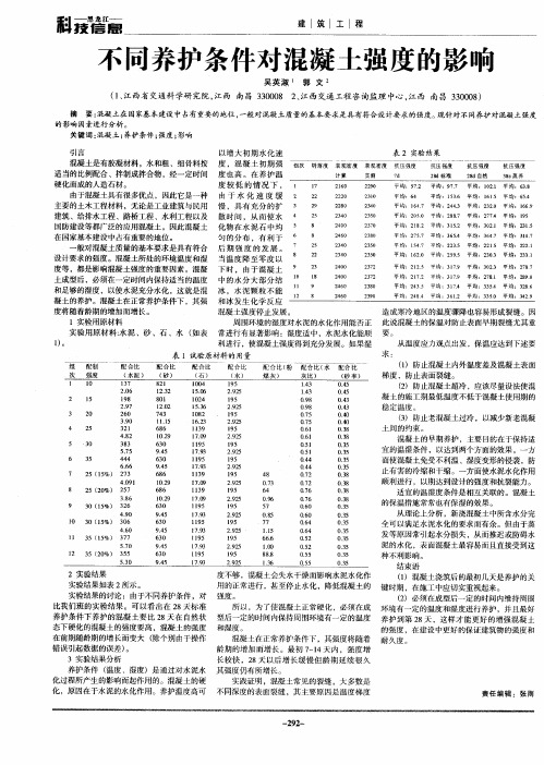 不同养护条件对混凝土强度的影响