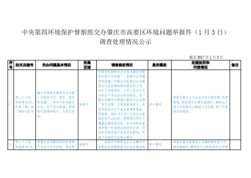 中央第四环境保护督察组交办肇庆市高要区环境问题举报件