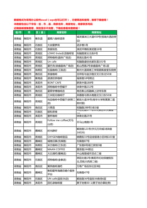 2020新版湖南省衡阳市咖啡厅工商企业公司商家名录名单联系电话号码地址大全134家