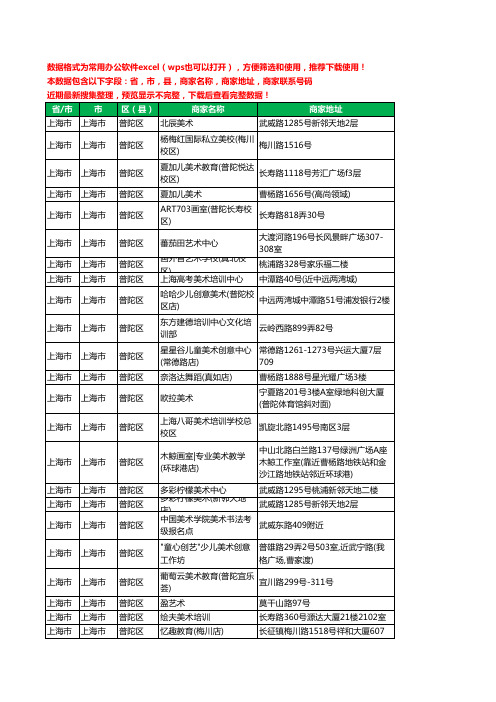 2020新版上海市上海市普陀区美术机构工商企业公司商家名录名单黄页联系电话号码地址大全52家