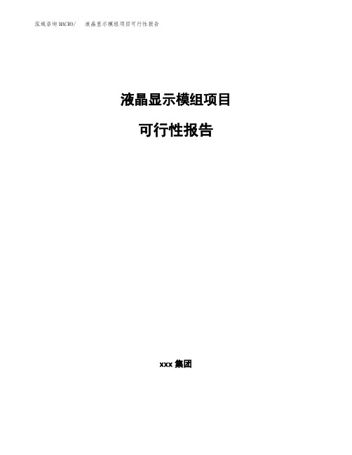 液晶显示模组项目可行性报告