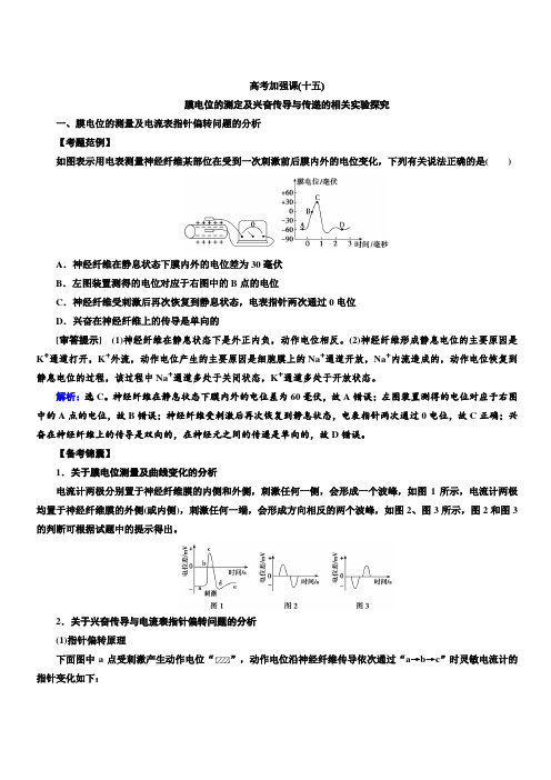 2020高考生物人教版一轮复习练习：高考加强课(十五)膜电位的测定及兴奋传导与传递的相关实验探究含解析