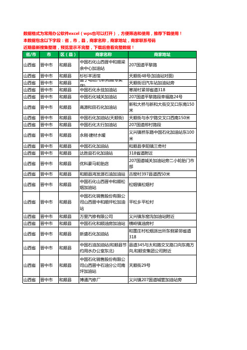 2020新版山西省晋中市和顺县加油站服务工商企业公司商家名录名单黄页联系电话号码地址大全21家