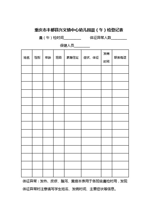 晨午间检查表