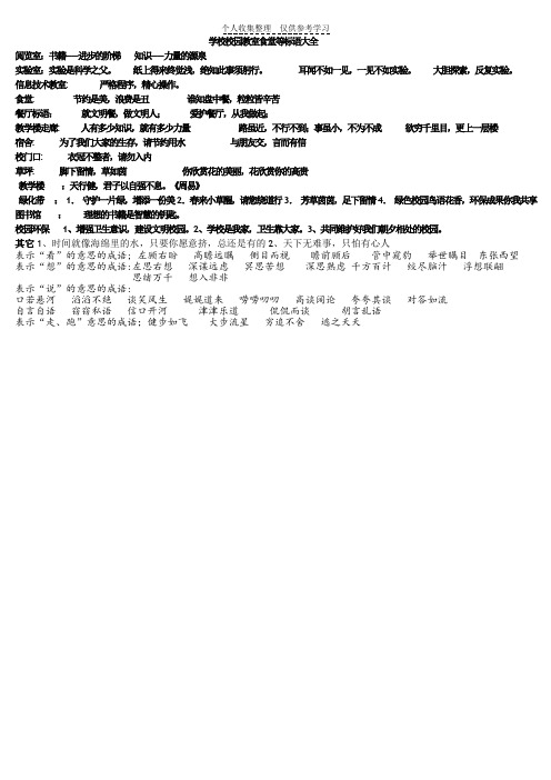 学校校园教室办公室食堂等标语大全45886(精品)