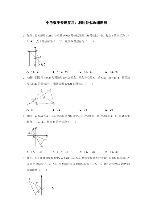 中考数学专题复习：利用位似放缩图形