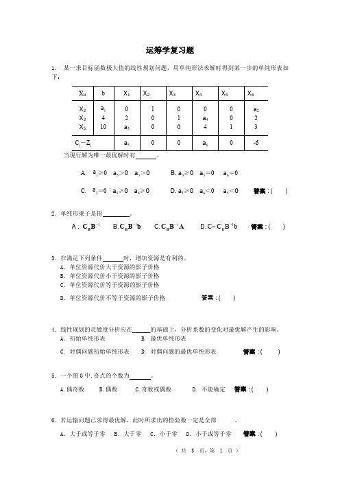 运筹学习题集