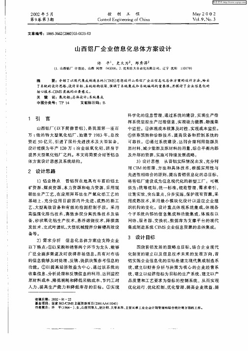 山西铝厂企业信息化总体方案设计