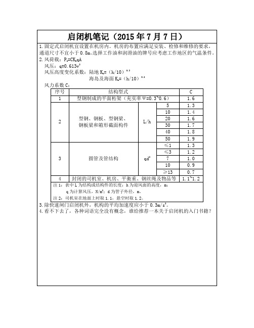 启闭机+设计规范