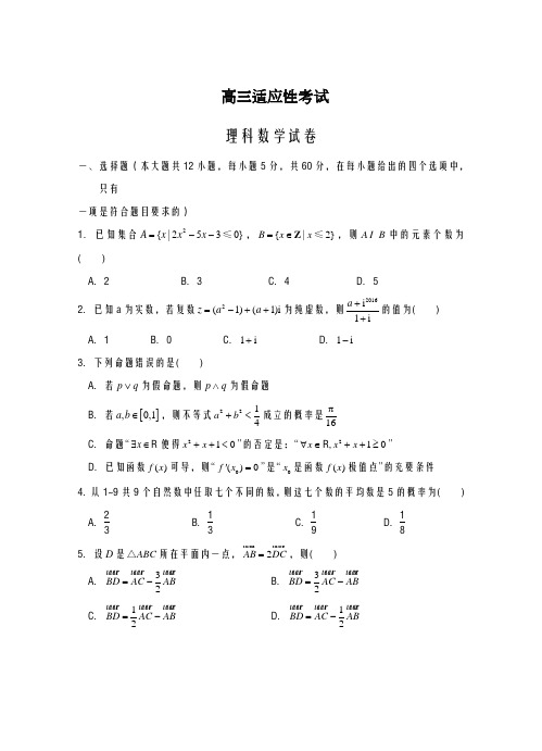 2020-2021学年湖北省高三5月适应性考试数学(理)试题及答案解析