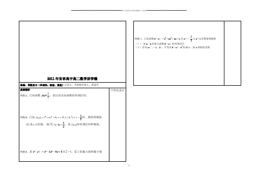 苏教版高中数学选修2-2导数复习(单调性、极值、最值)讲学稿