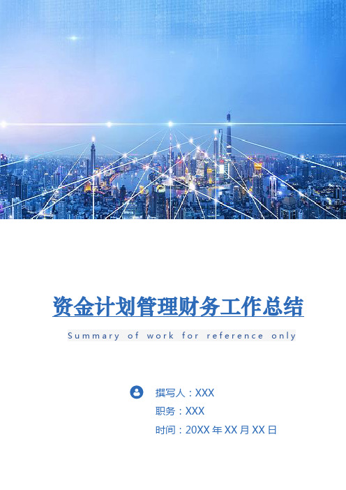 资金计划管理财务工作总结