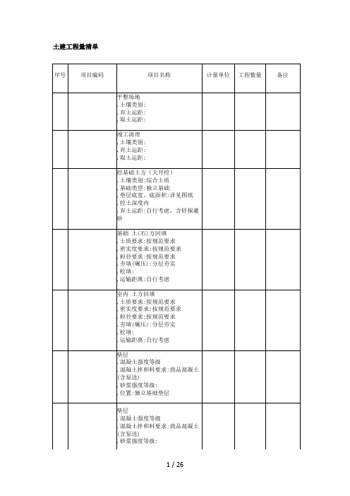土建工程量清单