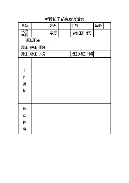 新提拔干部廉政谈话记录表