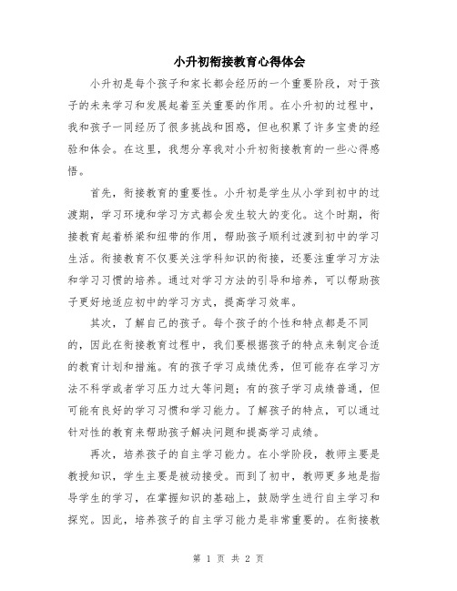 小升初衔接教育心得体会