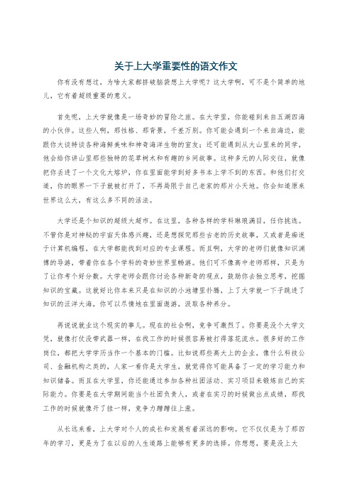 关于上大学重要性的语文作文