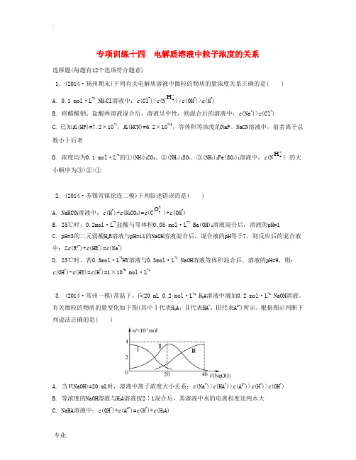 高考化学二轮复习 专项训练十四-人教版高三全册化学试题
