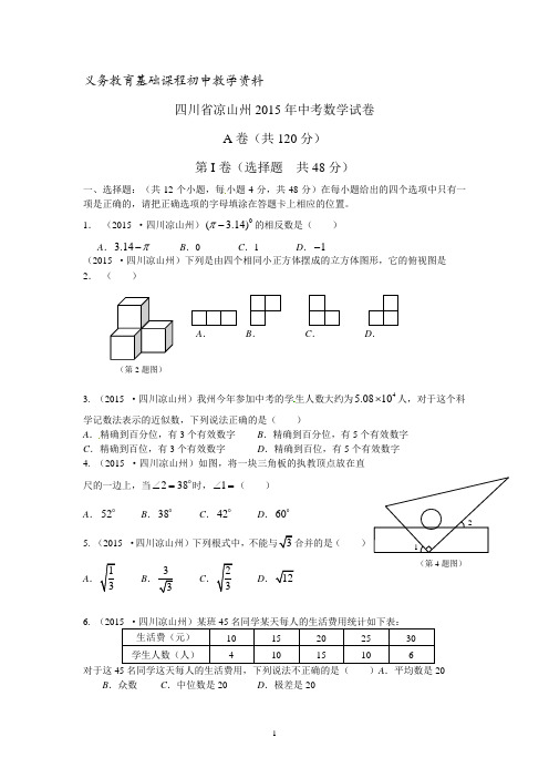 四川省凉山州中考数学试题doc