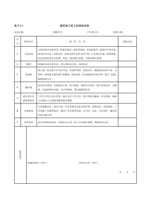 建筑施工桩工机械验收表1