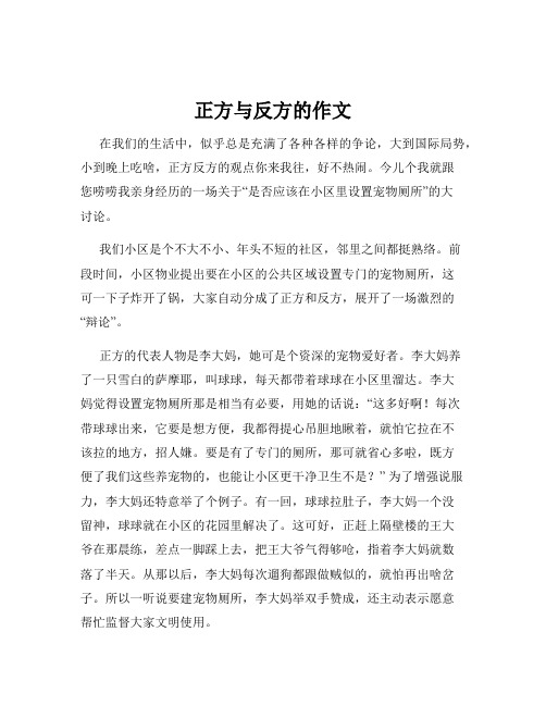 正方与反方的作文