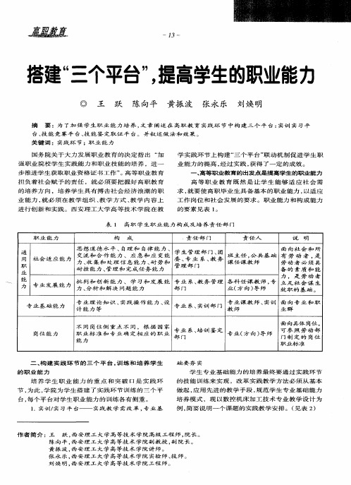 搭建“三个平台”,提高学生的职业能力