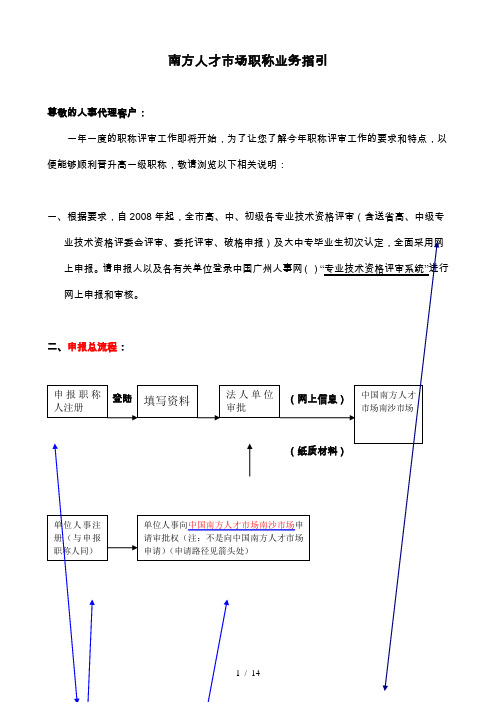 南方人才市场职称业务指引(认定、评审)