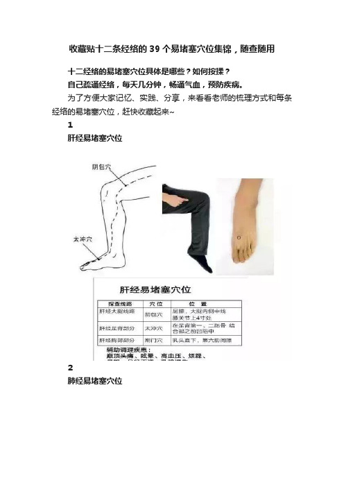 收藏贴十二条经络的39个易堵塞穴位集锦，随查随用