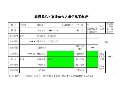 机构编制实名制人员信息采集表